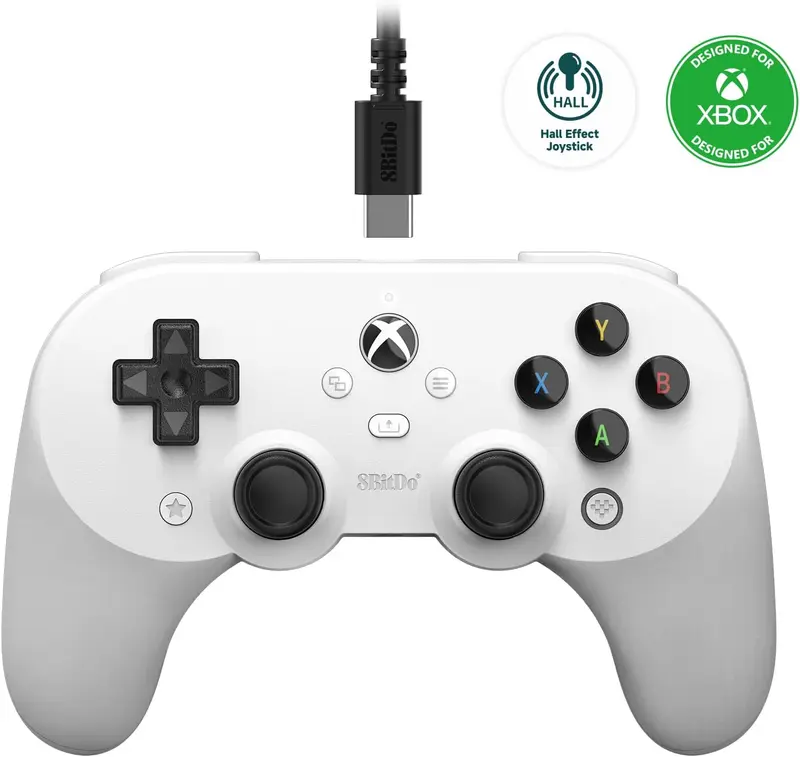 8BitDo Pro 2 Wired Controller Hall effect edition voor Xbox & PC wit