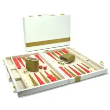 Backgammon Wit met goud bies