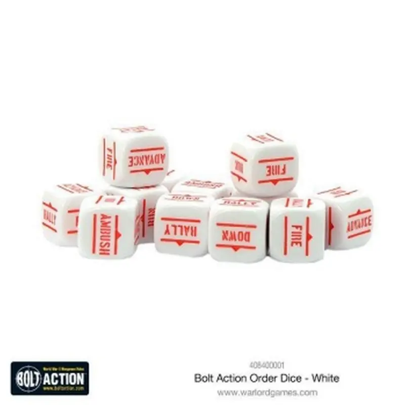 Bolt Action Orders Dice White