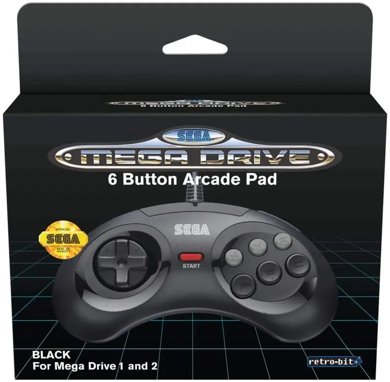Retro-Bit Sega Mega Drive 6-button USB controller black