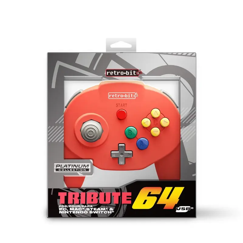 Retro-Bit Tribute 64 USB controller red
